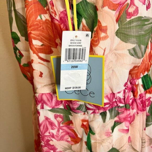 CECE Garden Romance Floral Halter Maxi Dress Size 20W - Picture 5 of 8